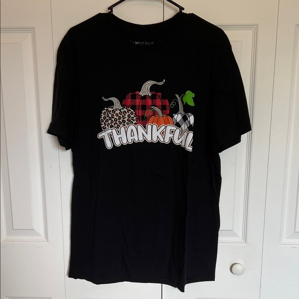 Black Thankful Graphic Tee Thanksgiving tee